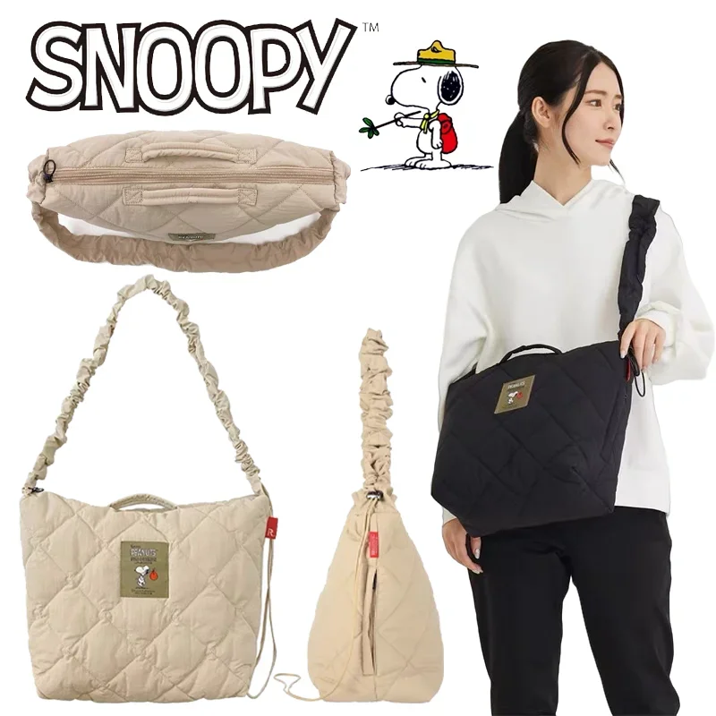 

Snoopy Casual Nylon Crossbody Bag Fashion Women Drawstring Shoulder Bags Cartoon Large Capacity Handbag Casual Shopper Purse