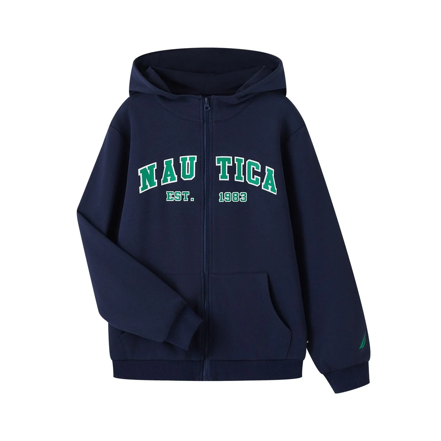 Nautica Men's Zipper Hoodie Retro Letter Printed Long Sleeve Coat Women's Casual Sports Armored Hoodie Coat with Pocket