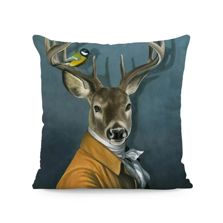 Dog Deer Pillow Case Elk Man Pillowcases for Pillows Interior for Home Decor Decorative Cushions for Elegant Sofa Pillow Cover