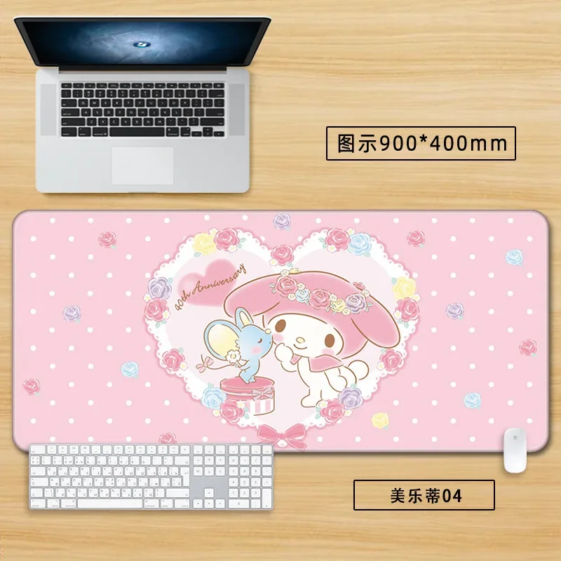 900-400mm Sanrios Mymelody kawaii Cartoon Large Size Mouse Pad Anime Mouse Mat Rubber Keyboards Table Mat Gaming Accessories