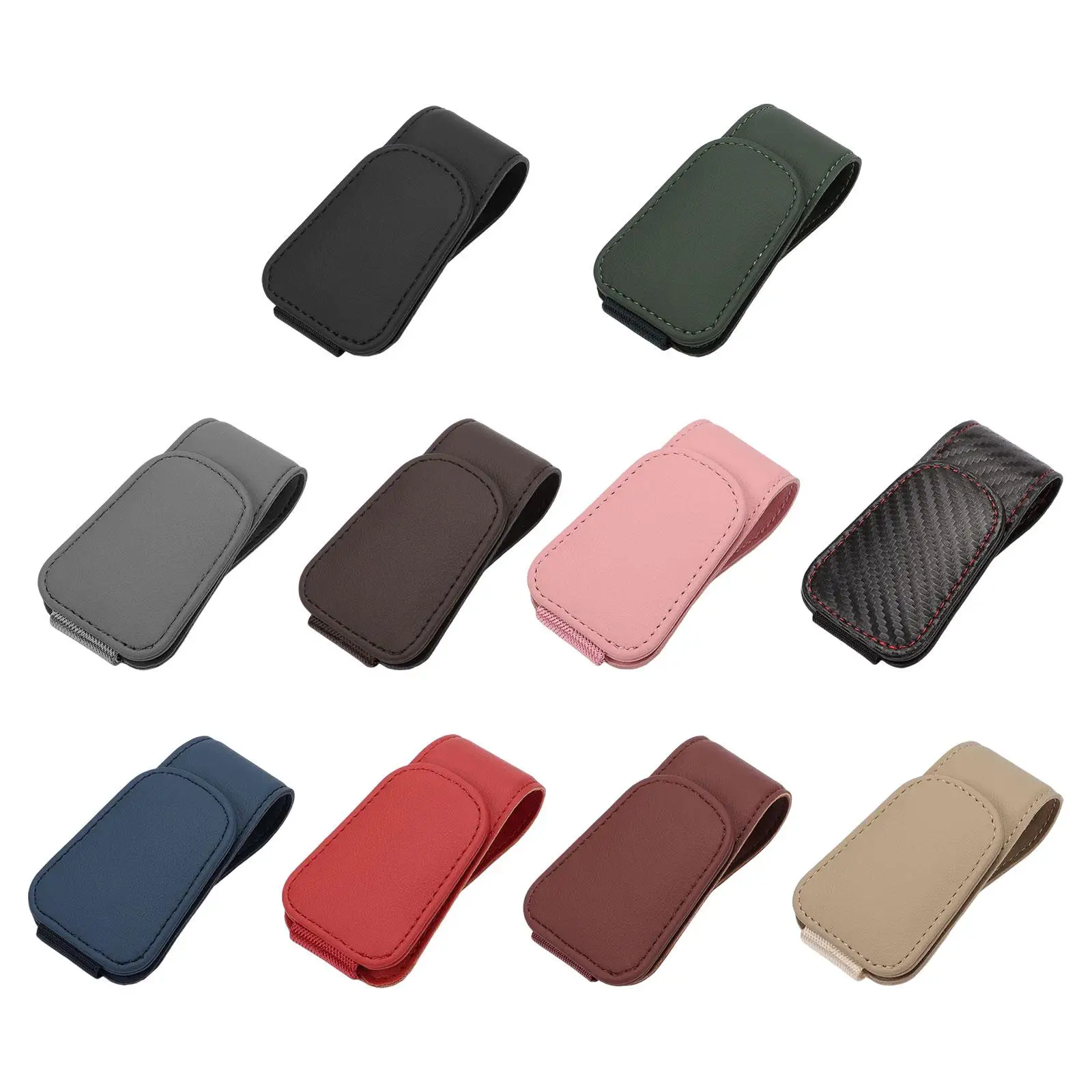 PU Leather Car Glasses Holder, Magnetism Space Saving Glasses Clip Eyeglasses