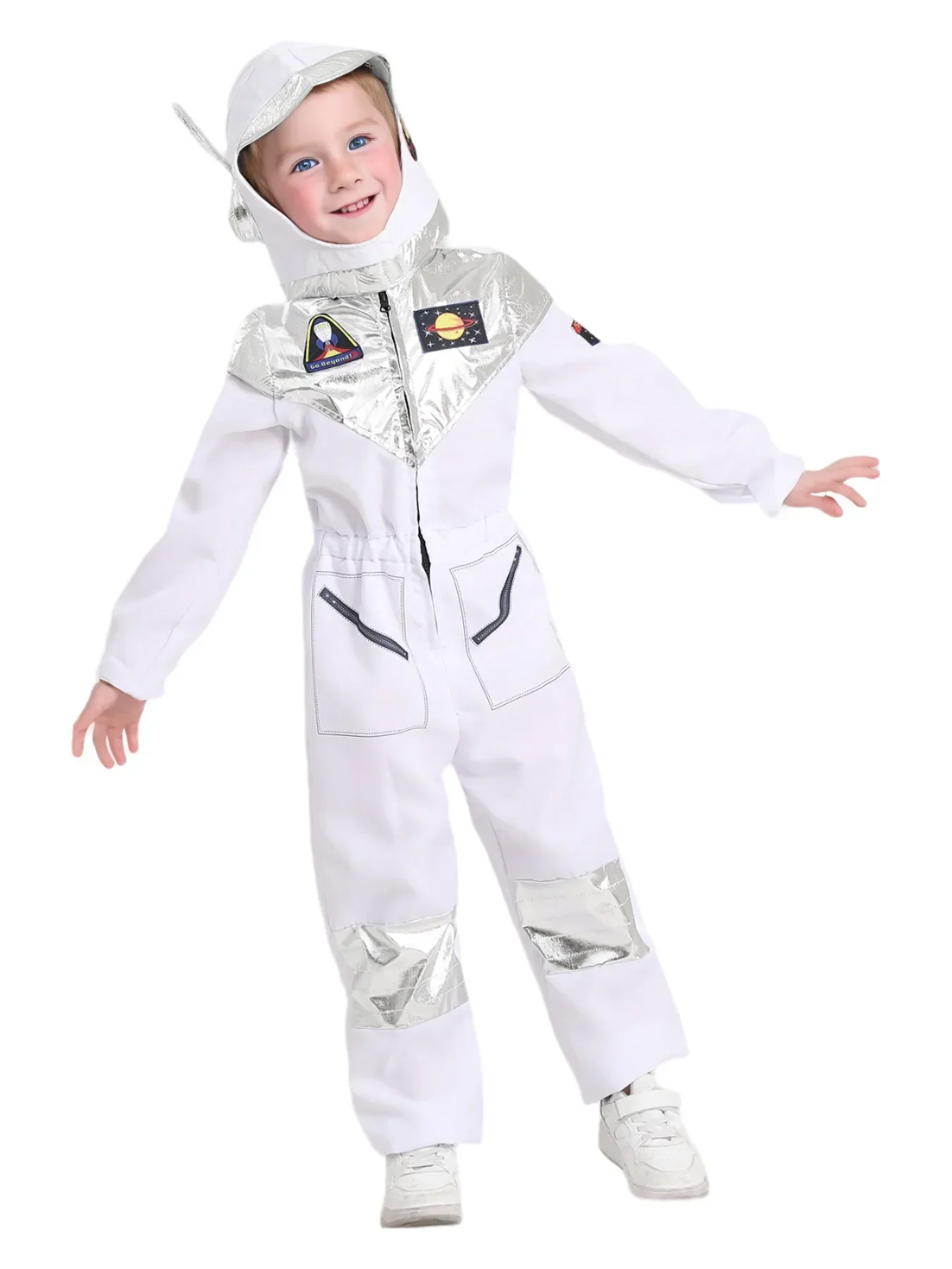 

Astronaut Dressup Cosplay Costume Deluxe Print Cartoon White Space Suit Bodysuit Halloween Role Play Adventure Set
