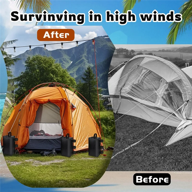 【سعر السعر!】أوزان مائية، عبوة من عبوتين، مظلة سعة 10 لتر، أوتاد خيمة شديدة التحمل ومضادة للطرف، أكياس وزن الساق، أوزان كيس الماء للرياح #3