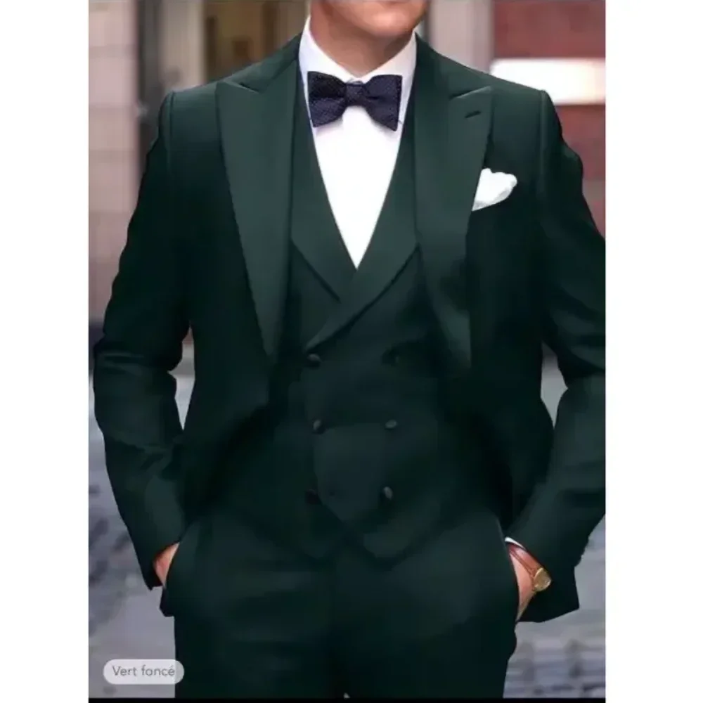 

Custom Made Black Groom Tuxedo Lapel Single Breasted Men Suit Prom Wedding Party Men Suits Costume ( Jacket+Vest+Pants)