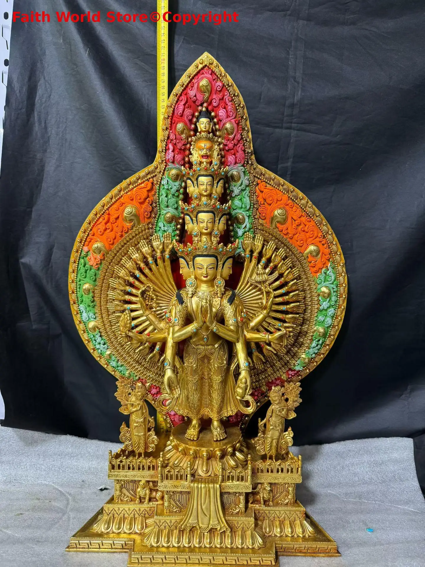 Huge Buddha statue copper carving Thousand Armed Guanyin Bodhisattva family worship decoration buddha Buddhist temple offering