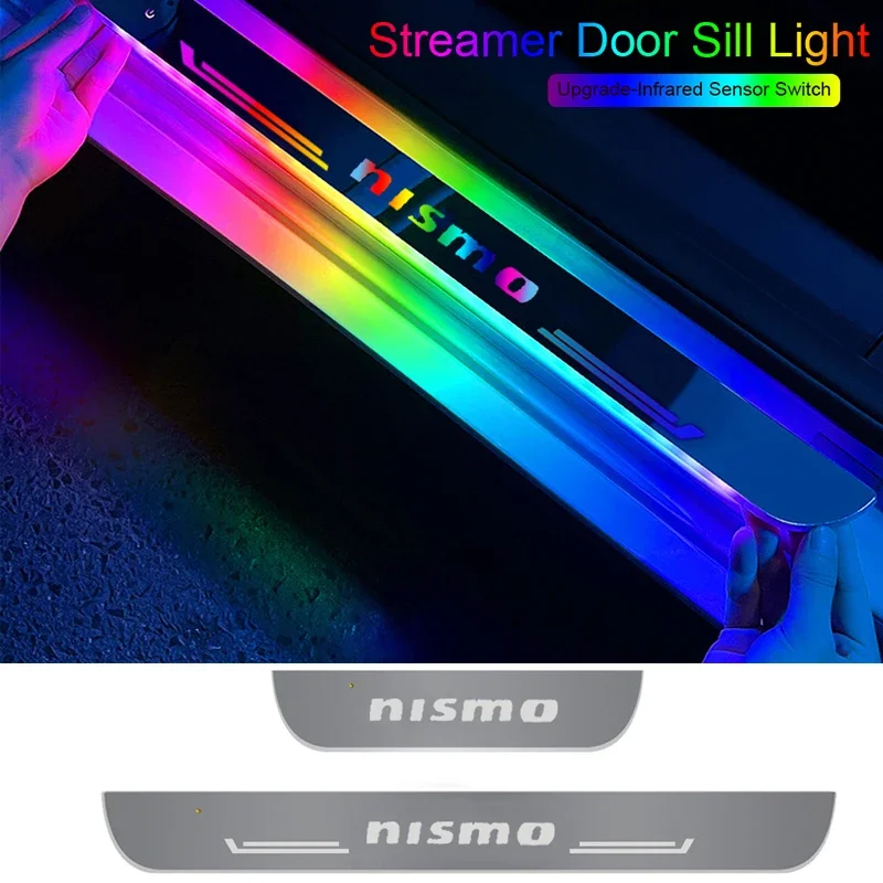 Atmosphere Streamer Lamp for Nissan NISMO Car Front Rear Door Threshold Acrylic Projector Entry Pedal USB Charging Accessories