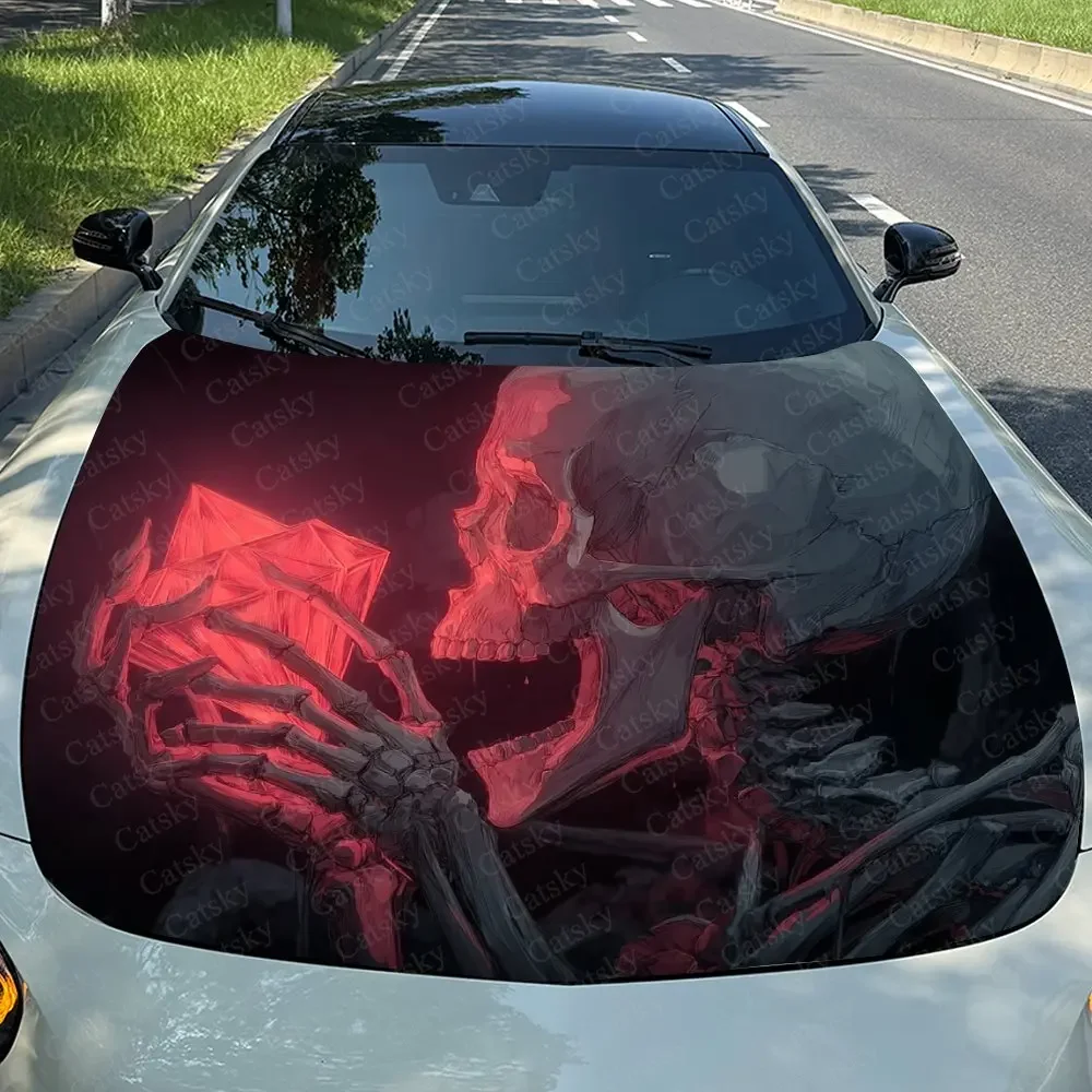 Handheld Crystal Skull Car Hood Stickers, Suitable For Trucks, SUVs, And Sedans, Durable And Stylish Packaging Design, Car Exter