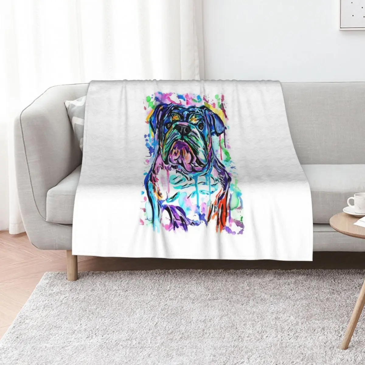 Watercolour Bulldog Throw Blanket Thermal Designers funny gift Decorative Beds Luxury Designer anime Blankets