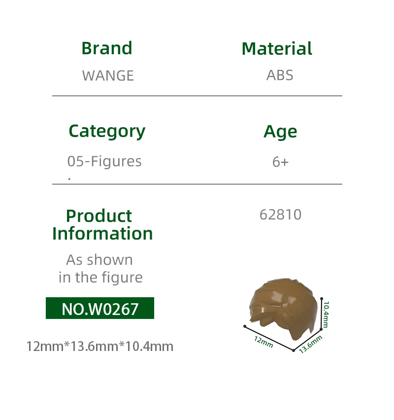 WANGE 249 ชิ้น/ชุด 62810 ชิ้นส่วนตกแต่งทรงผม Moc สีสันสดใส ใช้ร่วมกับตัวต่อเลโก้ได้ ของเล่นเสริมพัฒนาการเด็ก ชุดประกอบของขวัญในกล่อง