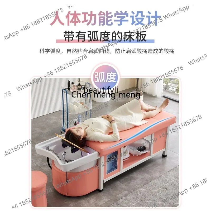 LHX26 ss 26 High-End Ceramic Basin Steel Frame Thai Shampoo Chair Water Circulation Fumigation Head Treatment Bed Barber Shop Ha