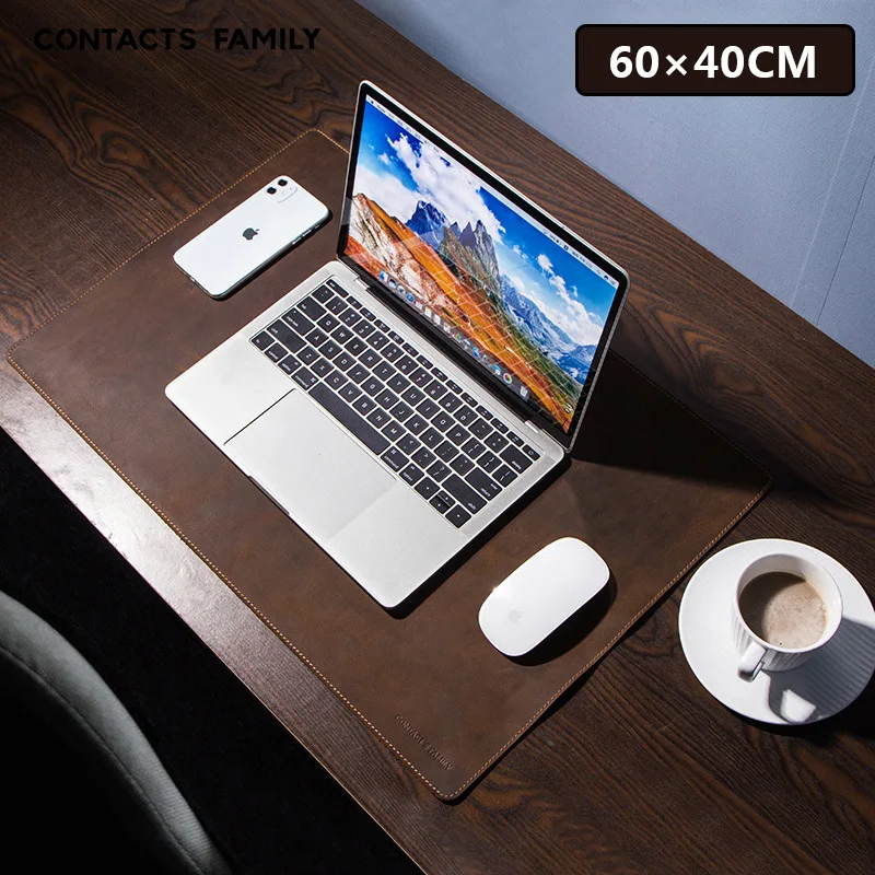 Handmade Crazy Horse Leather Office Computer Desk Pad Keyboard Large Game Mouse Pad Laptop Protective Mat Non-slip Anti-static