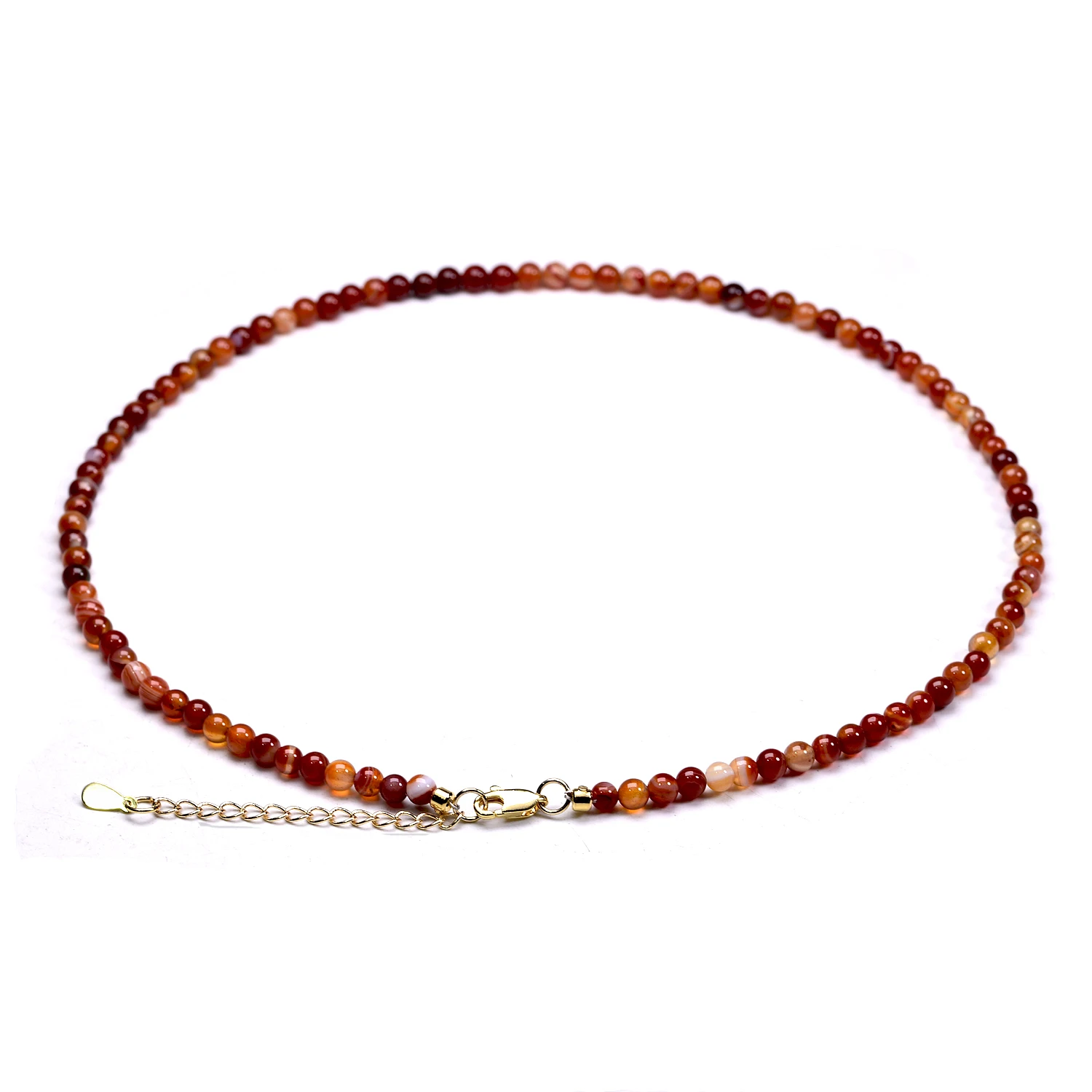 Natural Red Carnelian Chokers Necklace For Women Agate Chakras Jewerly 18k Gold Plated Copper Lobster Clasp Never Fade 5mm Beads