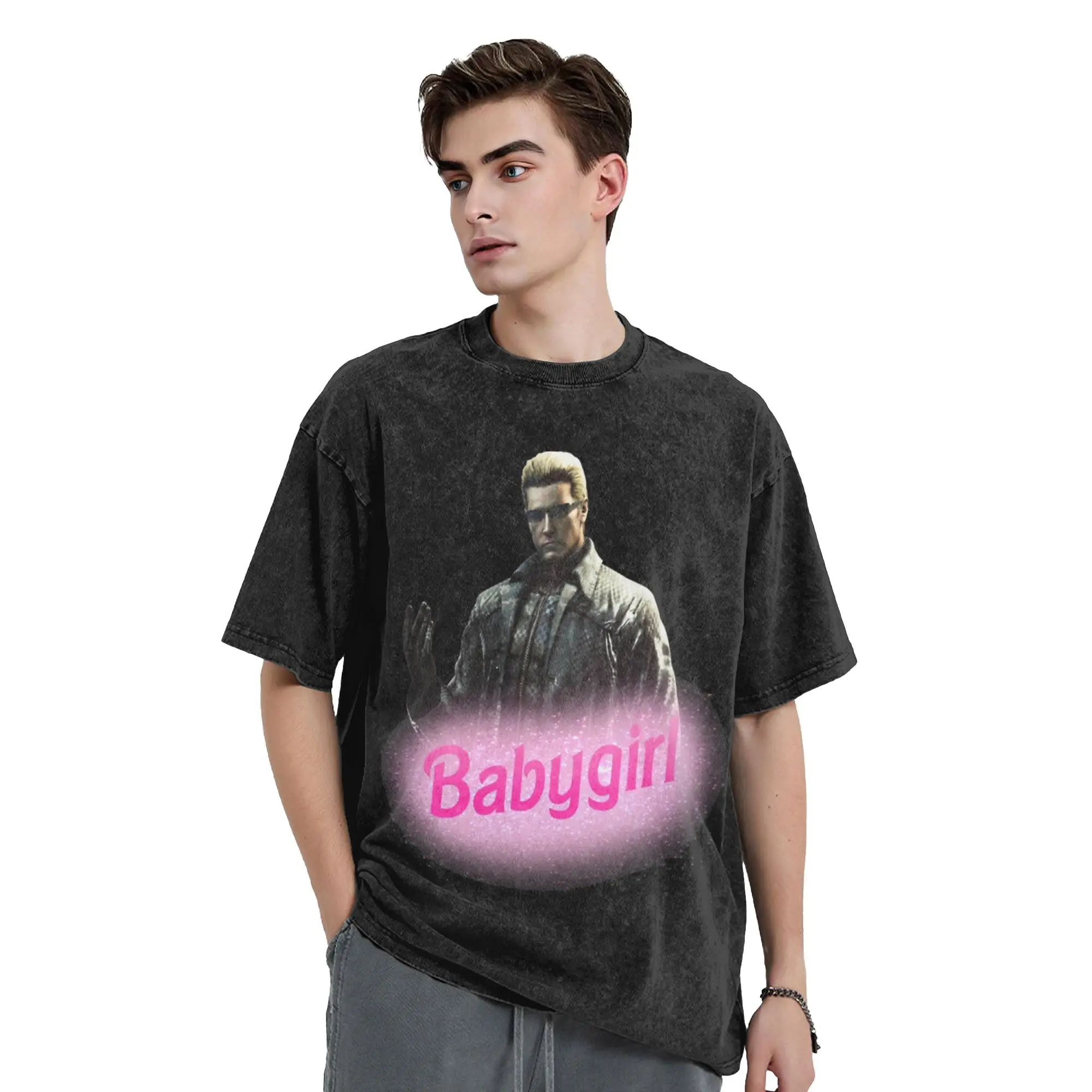 Washed T Shirts Albert Wesker Babygirl Hip Hop Novelty T-Shirts Street  Streetwear Short Sleeve Summer Tops Tees Men Women