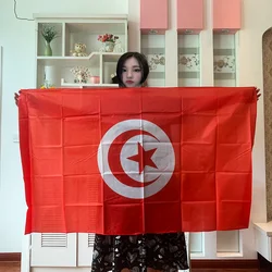 Tunisia Flag 90X150cm Polyester A Red Star And Crescent Tunisie Tunisian National Flags For Decoration