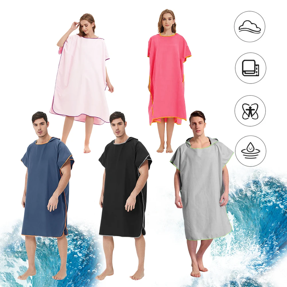 Unisex Surf Poncho Windproof Microfiber Bathrobe Poncho Microfiber Poncho Towel Surfer Robe for Surfing Swimming Diving