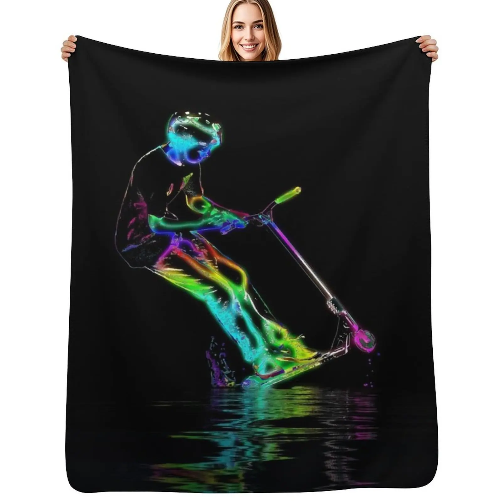

Puddle Jumping - Scooter Boy Throw Blanket Foldable Soft Warm Blanket for Outdoor Use