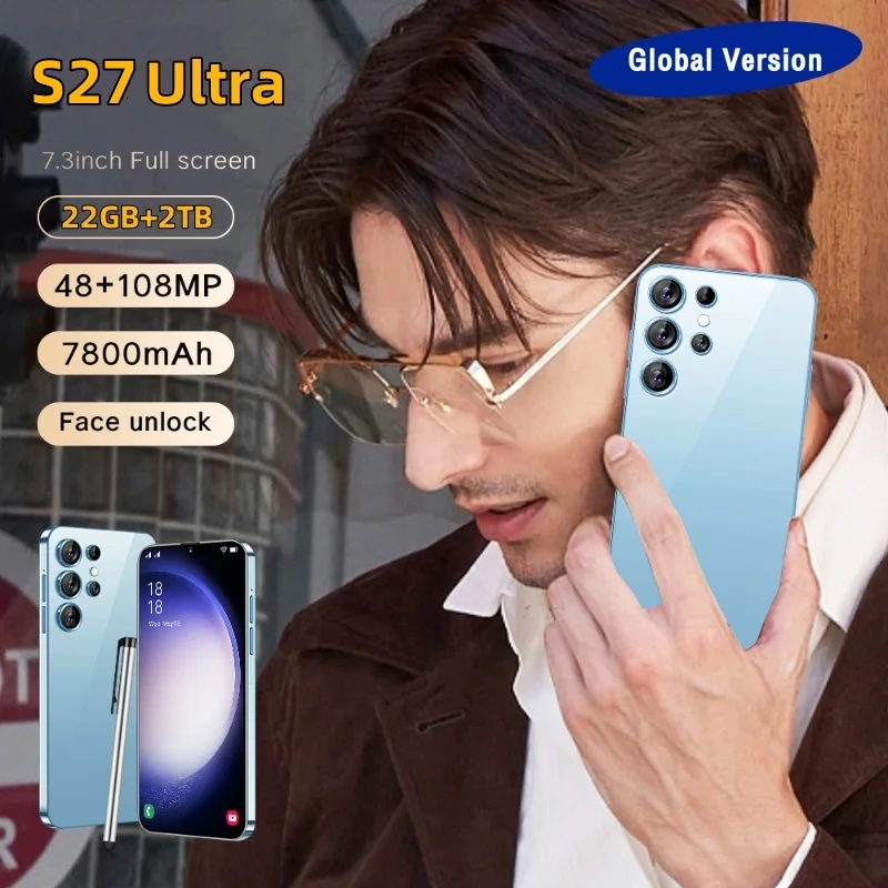 

HOT 2025 new S27 Ultra original intelligent 5G dual card dual standby Android 14 system global version 7800mAh battery