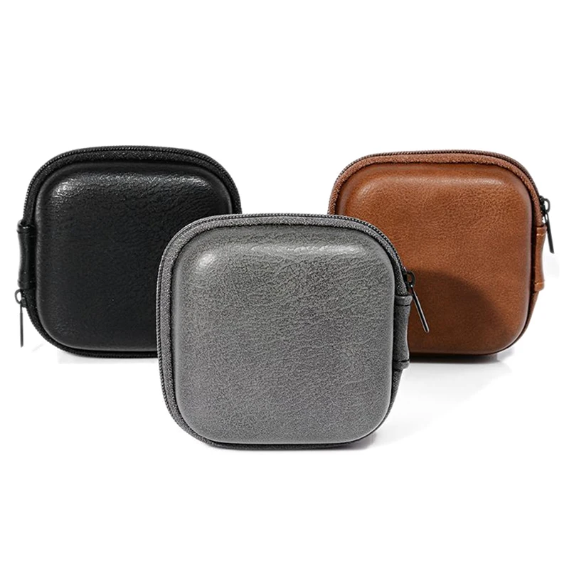 USB Data Cable Storage Bag PU Earphone Headset Cover Protector Mini Portable Zipper Headphone Case Earbuds Pouch Box Organizer
