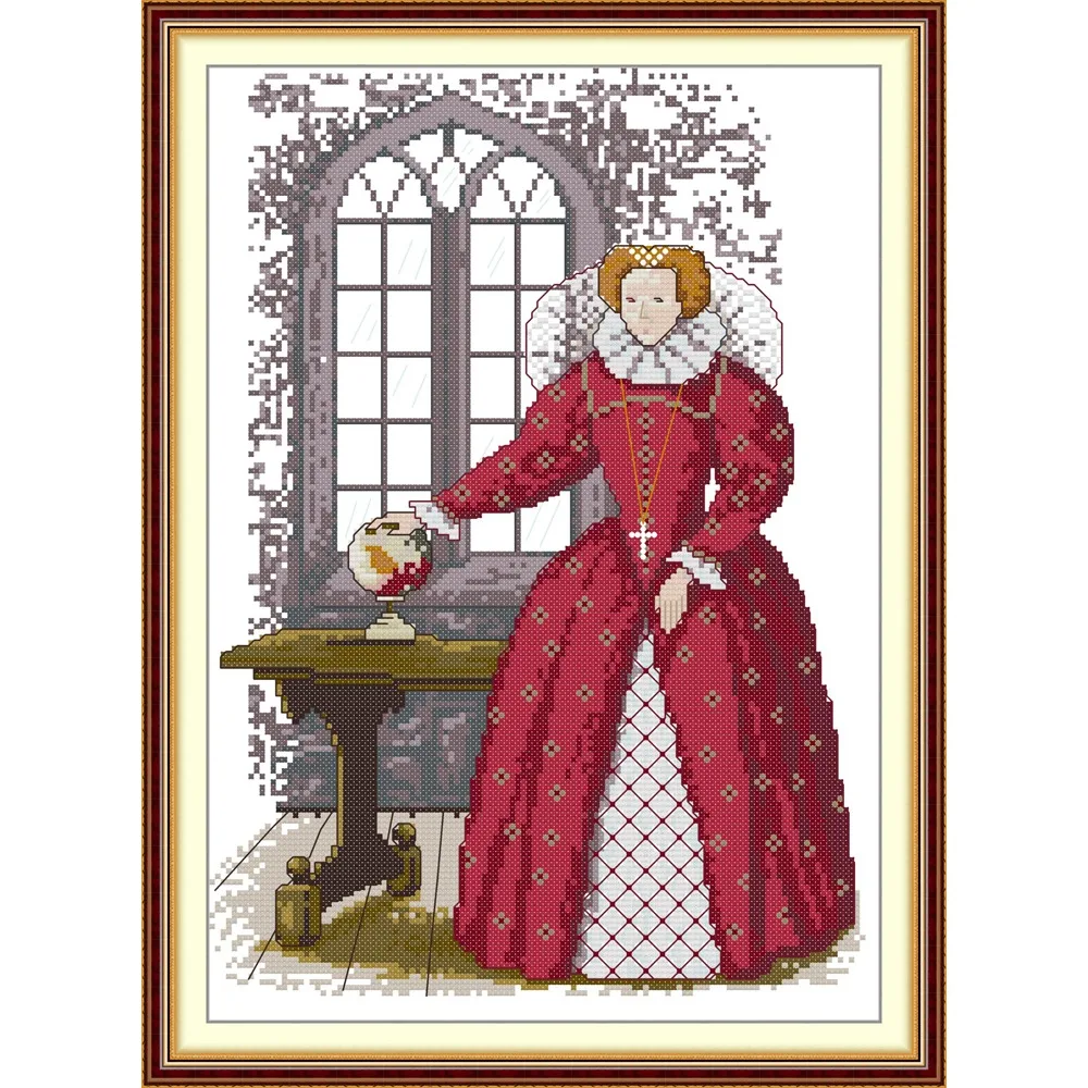 

Joy Sunday, новый штампованный крестик Ki, 11CT/14CT/16CTDIY, набор для вышивки ткани Aida с легким узором - «Леди красного цвета»