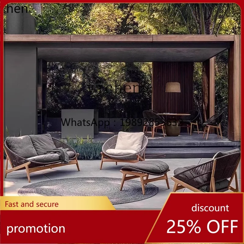 

HXL Outdoor Sofa and Coffee Table Set for Courtyard Villa Terrace Teak Furniture