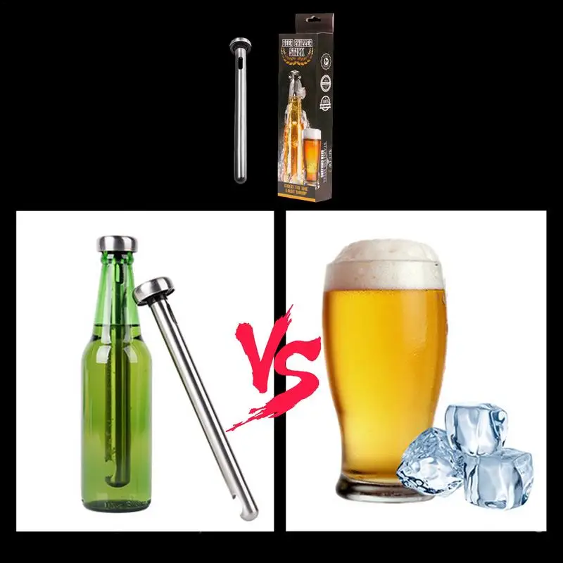 2PCS Stainless Steel Beer Cooler Stick Ice Wine Stick Stainless Steel Bottled Beer Cooler Stick Easy To Use 2 Pieces Instant