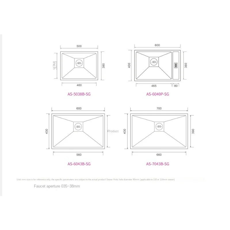 ASRAS 304 Stainless Steel Handmade Kitchen Sink Combo Europe Style Size Large and Small Single Bowl Undermount Vegetable Basin