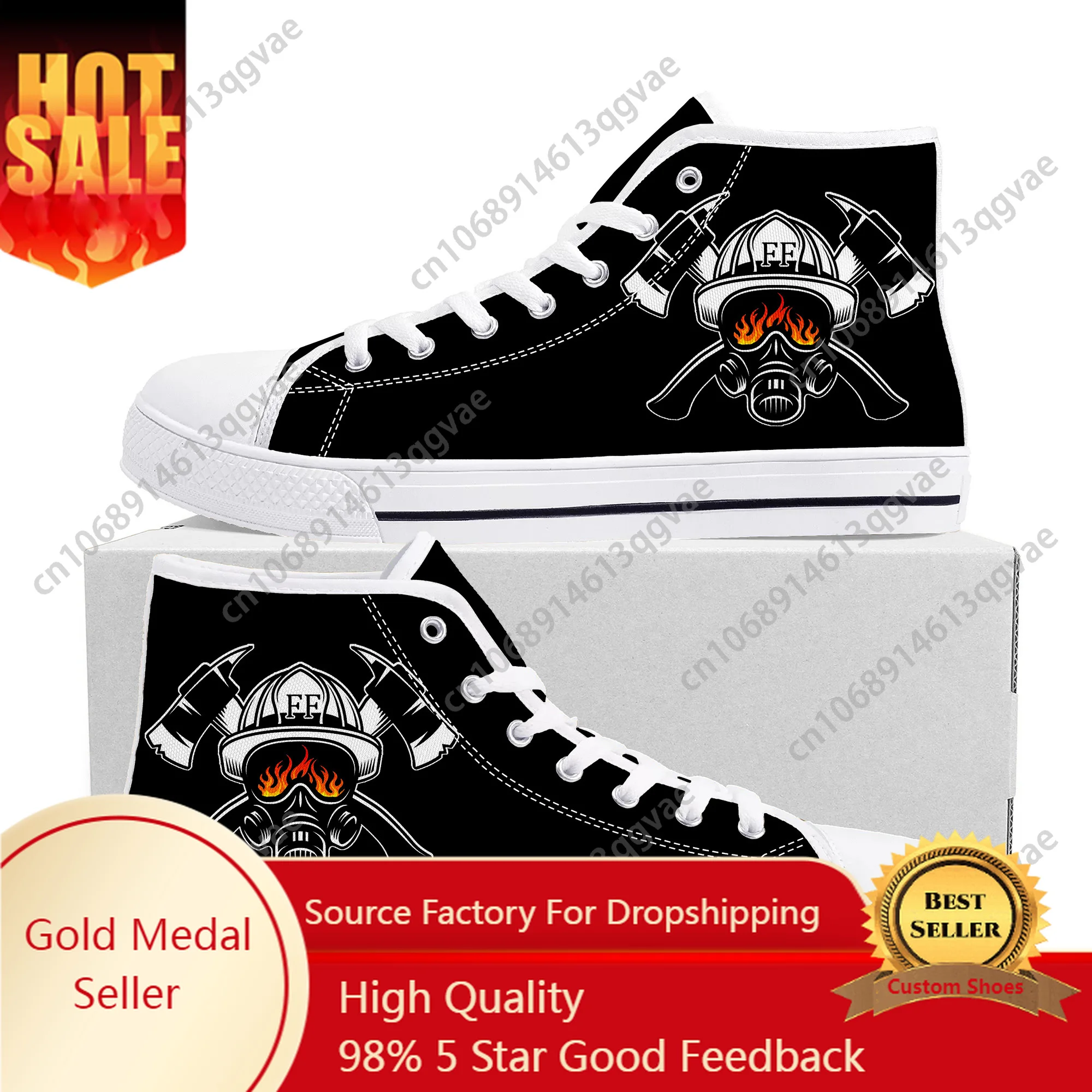 

Firefighter House Fire Rescue Proud High Top High Quality Sneakers Mens Womens Teenager Canvas Sneaker Custom Made Couple Shoes