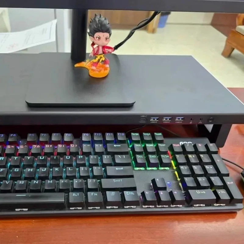RGB Illuminated  Stand Riser with USB Hub, Ergonomic Gaming Desk Organizer,Notebook Holder and Desktop Storage Solution