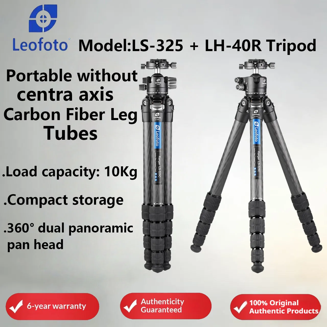 

Leofoto LS-325C Outdoor Professional Center-Column-Free Spherical Damping Long-Reach Camera Tripod Head