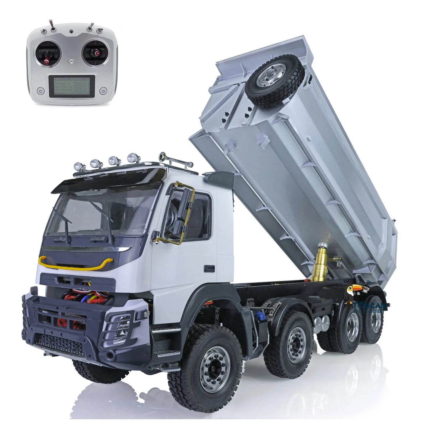 In Stock 8*8 JDM 65D RC Hydraulic Dump Truck JDModel 1/14 Metal Dumper Model 2Speed Car Sound System Differential Axle RC Toys