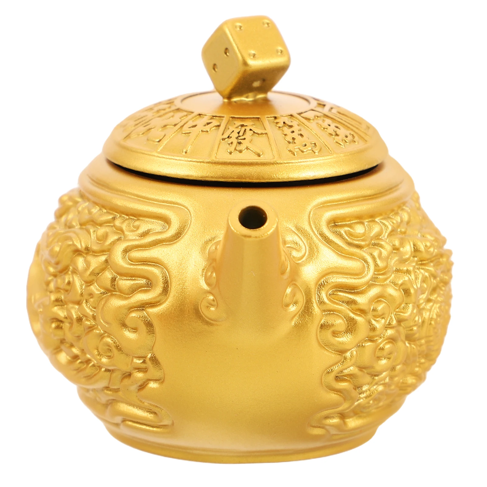 

Dragon Phoenix Turn Handle Teapot Ornament Miniature Decorative Alloy Tiny Desk Home Accent Sculpture Figurine