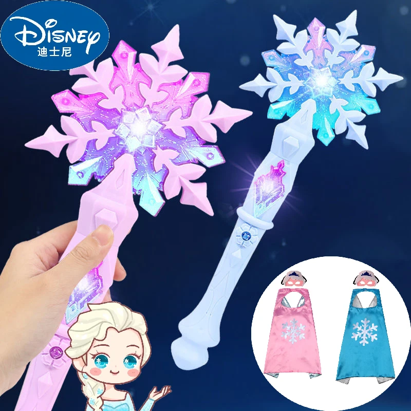 New Anime Frozen Magic Wand Kawaii Elsa Anna Snowflake Sound and Light Fairy Stick Luminous Toy Girl Children Gifts