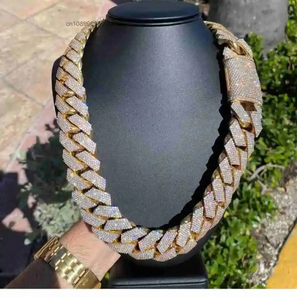 Luxury Top Quality 22mm 700 Grms Miami Cuban Chain Iced Out Chain Ready to Ship 10k Gold Vvs Lab Grown Diamond Chain Cuban Link.