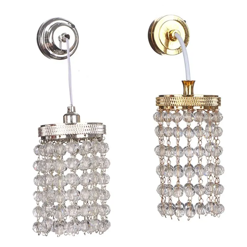 ODIES-1:12 دمية مصغرة LED كريستال ضوء الثريا مصباح السقف الأثاث نموذج ديكور اكسسوارات المنزل