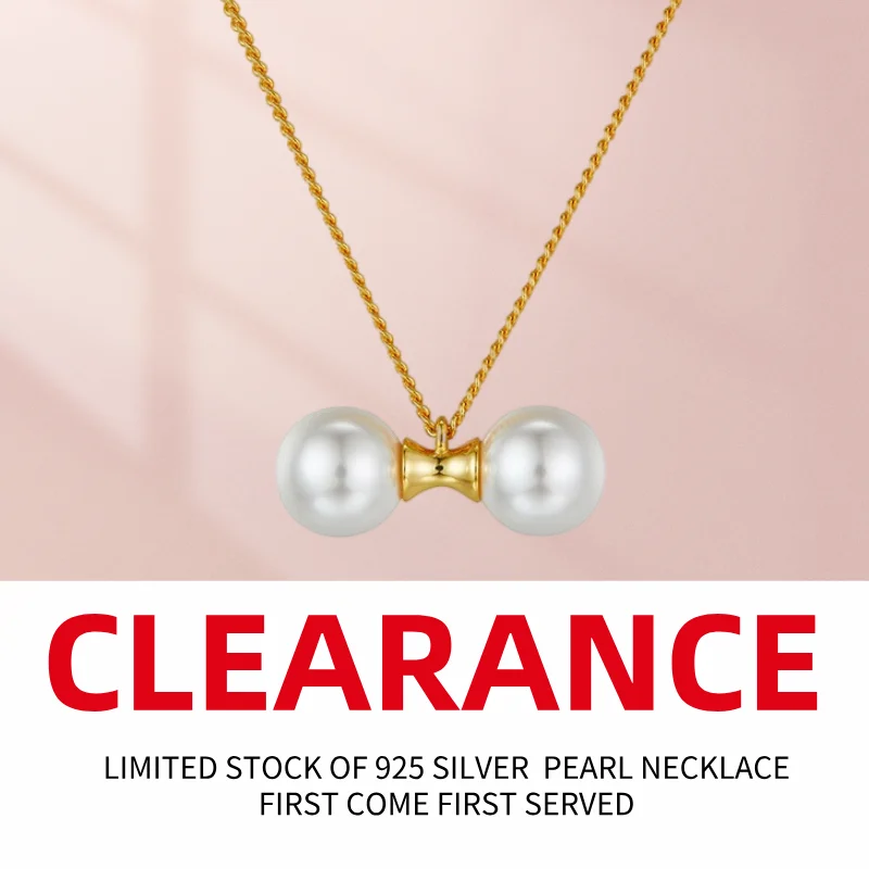 Clearance 925 Sterling Silver Natural Pearl Pendant Necklace For Women Geometric Chic Jewel Limited Stock First Come First Get