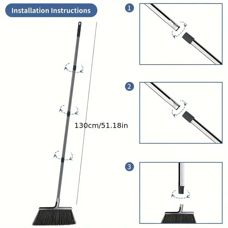 1Pcs Broom for Floor Cleaning,Heavy-Duty Commercial Broom for Sweeping Courtyard Garage Patio Indoor Home Kitchen Office