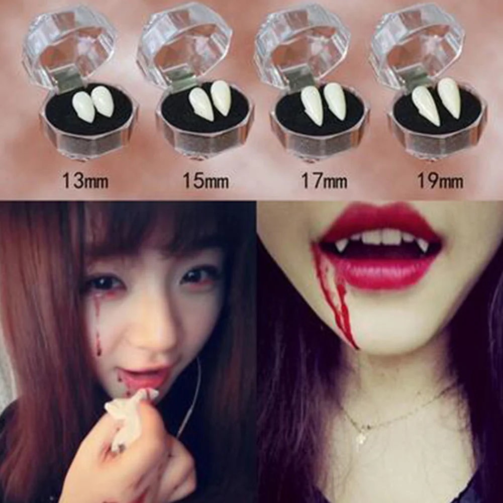 1 Pair Halloween Vampire Teeth Fangs Dentures Prop Party Costume DIY Cosplay Props Decor False Teeth Adult Kids Resin Fangs 2023