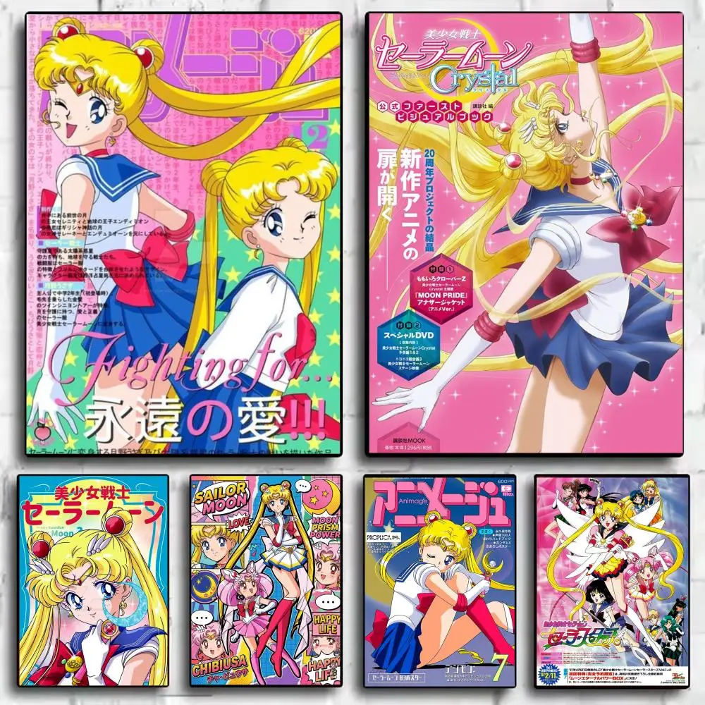 Klassisches Anime S-Sailor M-Moon Poster, moderne minimalistische Wandkunstdrucke für Schlafzimmer, Wohnzimmer, Heimdekoration, Inneneinrichtung, Geschenk