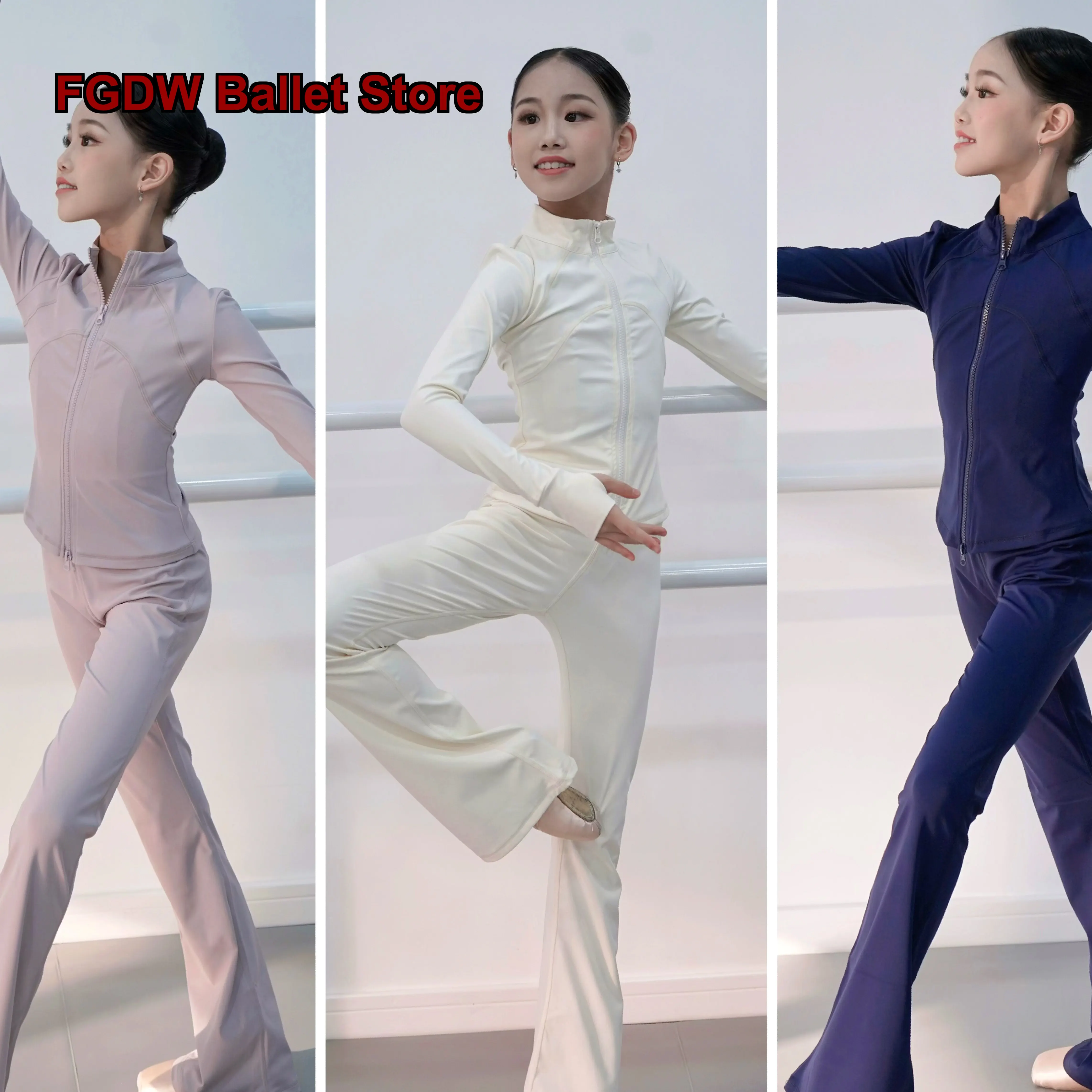Girls' Art Exam Nude Feeling Jacket Pants Louis Dance Yoga Quick Dry Bell Bottom Pants
