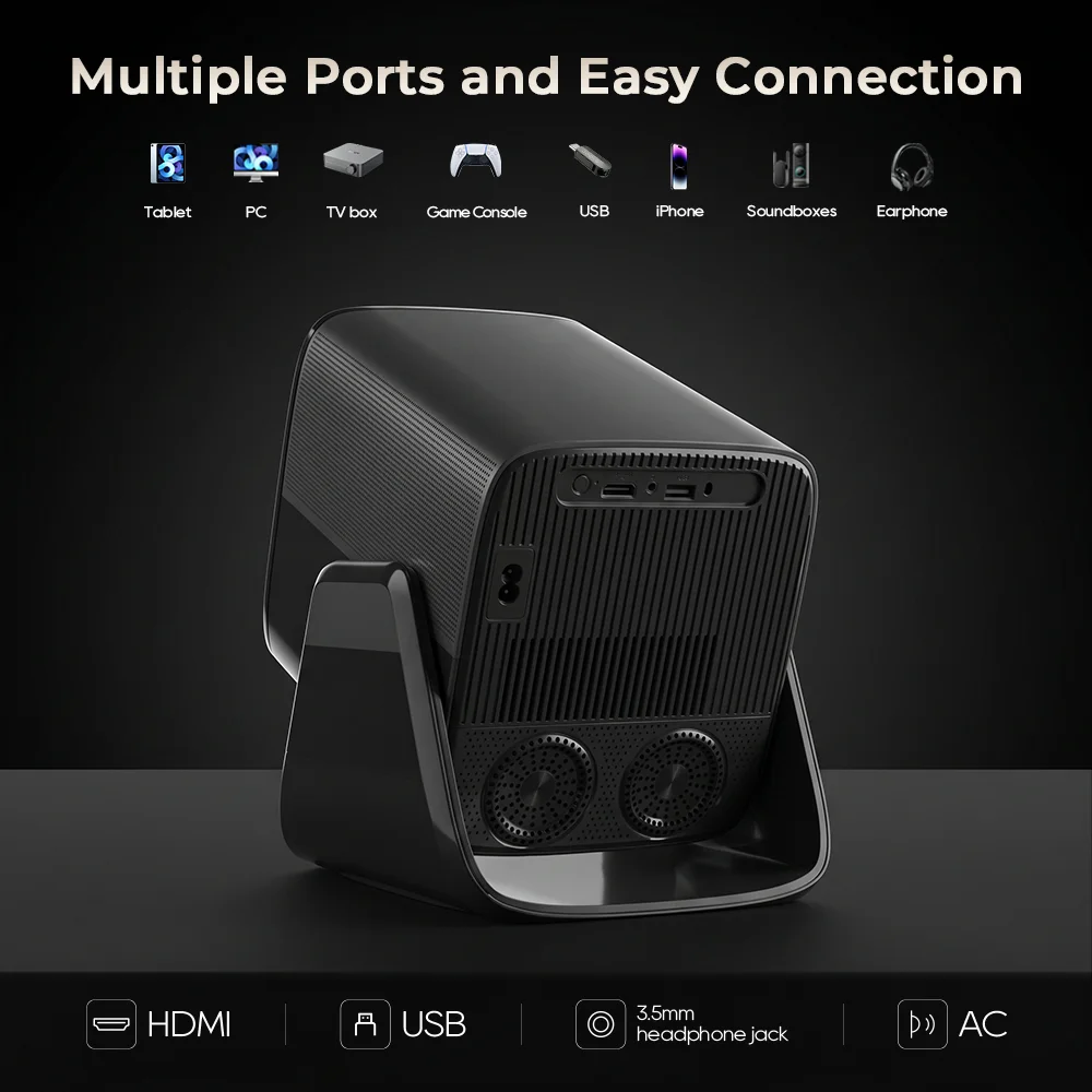 Projecteur intelligent LYNCast, X5, cadeaux pour la fête des pères, système de son surround idéal pour les séries télévisées, les films, les jeux, les animés, les sports, les K-Dramas, les concerts, le home cinéma, l'extérieur, le camping