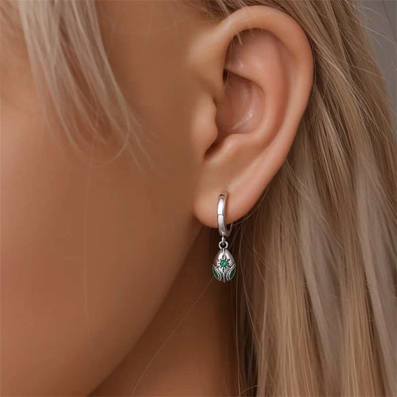 925 Sterling Silver Retro Snake Head Hoop Earrings Sparkling CZ Zircon Earrings For Women Fine Birthday Anniversary Jewelry Gift