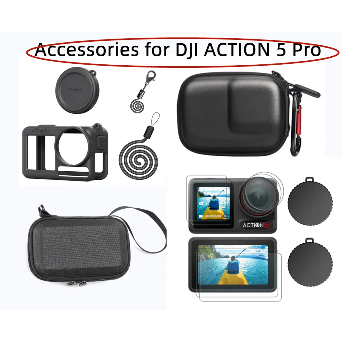 

DJI Osmo Action 5 Pro Accessories Kit Storage Case Silicone Case Screen Protector for DJI Action 5 Pro Accessories