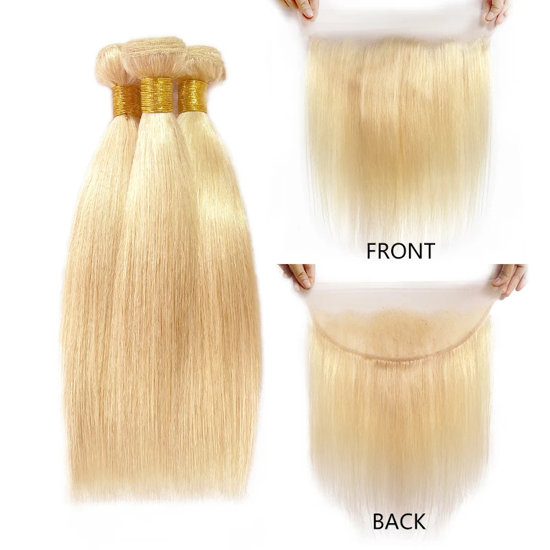 10A 3 حزم مع 13x4 4x4 HD الدانتيل إغلاق 613 البرازيلي شفافة قبل قطعها ريمي حزم من شعر طبيعي مفرود للنساء