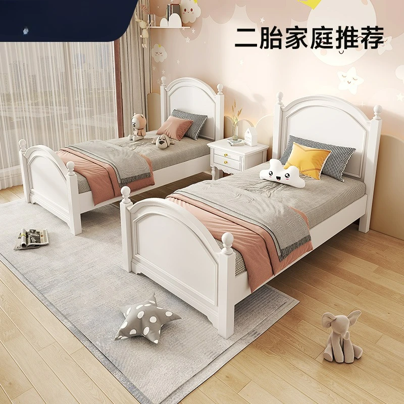 

Customizable American simple bedroom solid wood single bed combination European light luxury 1.5 meters children's bed princess