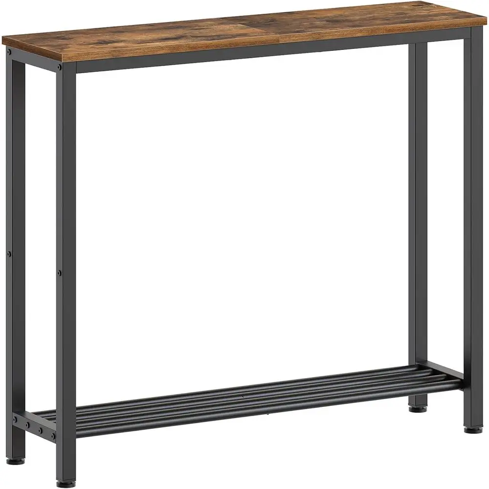 Narrow ole Table, 2-Tier Small Soa Table, 29.5 Thin Entryway Behind Couch Table with Shelves, Industrial Hallway Table