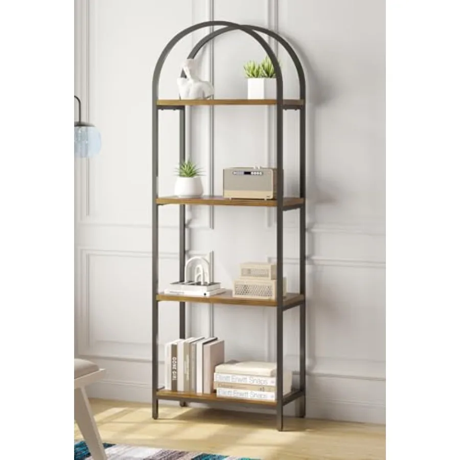

Bookshelf Bookcase Industrial - Open Book Shelves with Metal Frame 72" Tall Freestanding Storage Display Rack for Home Office L