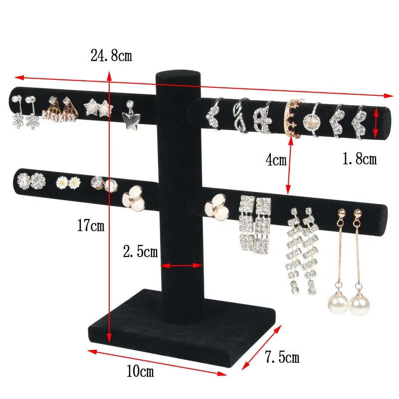 Velvet Rings Earrings Organizer Holder Jewelry Display Stand Ring Storage Rack Jewelry Counter Display Stand Earring Display