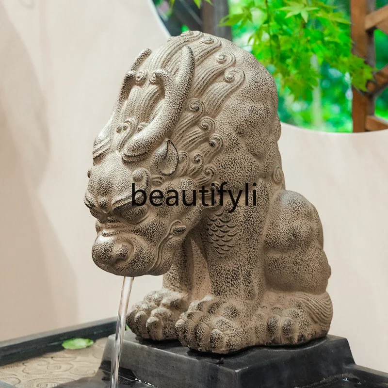 Large outdoor circulating water fountain, water Chinese garden view decorative pool, water-absorbing beast spitting ornament