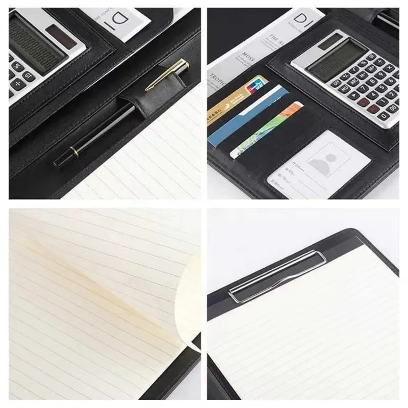 A4 PU Leather Business Padfolio Organizer Case Vintage Binder Business Manager Document Pads Office File Folder