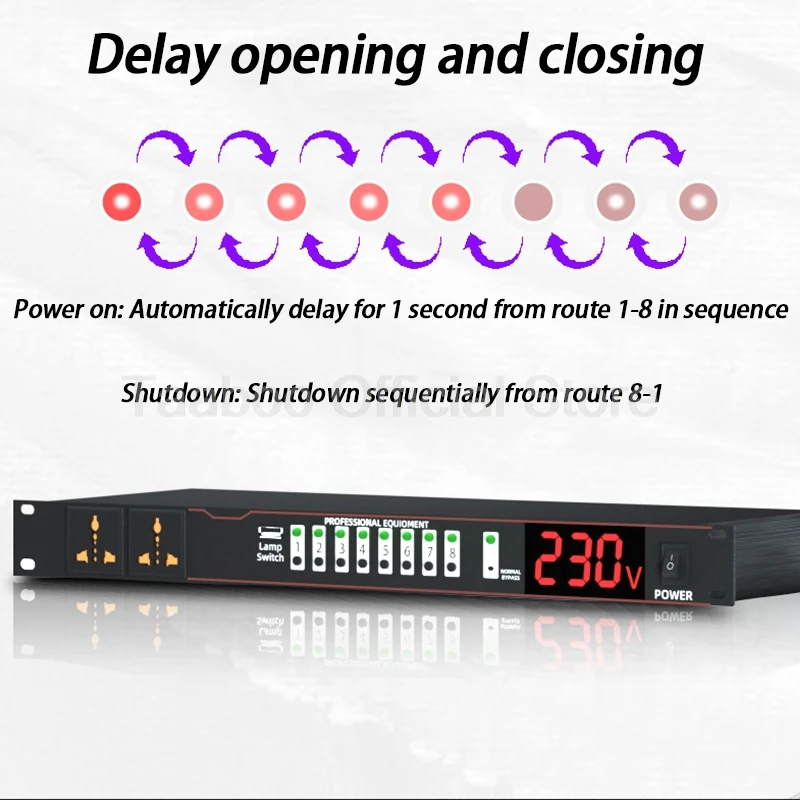Professional 8 Channels Power Sequence Controller 30A High Power Equipment Digital Power Sequencer with Led Voltage Display